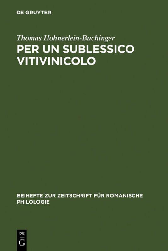 Vorderes Coverbild Per un sublessico vitivinicolo