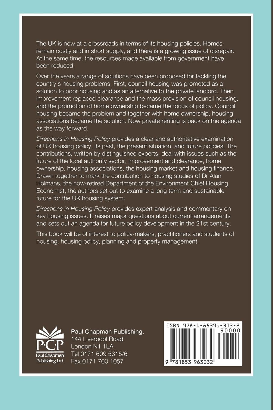 Rückseitencover Directions in Housing Policy