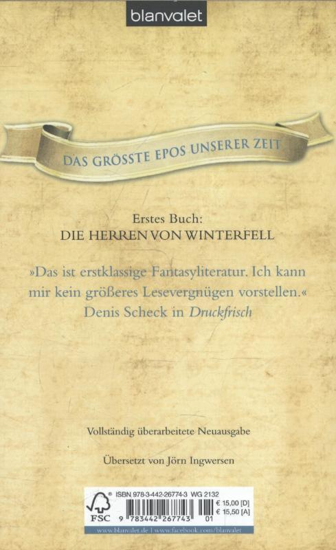 Rückseitencover Das Lied von Eis und Feuer 01. Die Herren von Winterfell