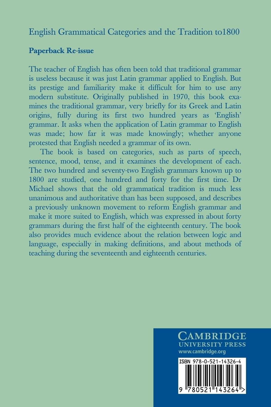 Rückseitencover English Grammatical Categories