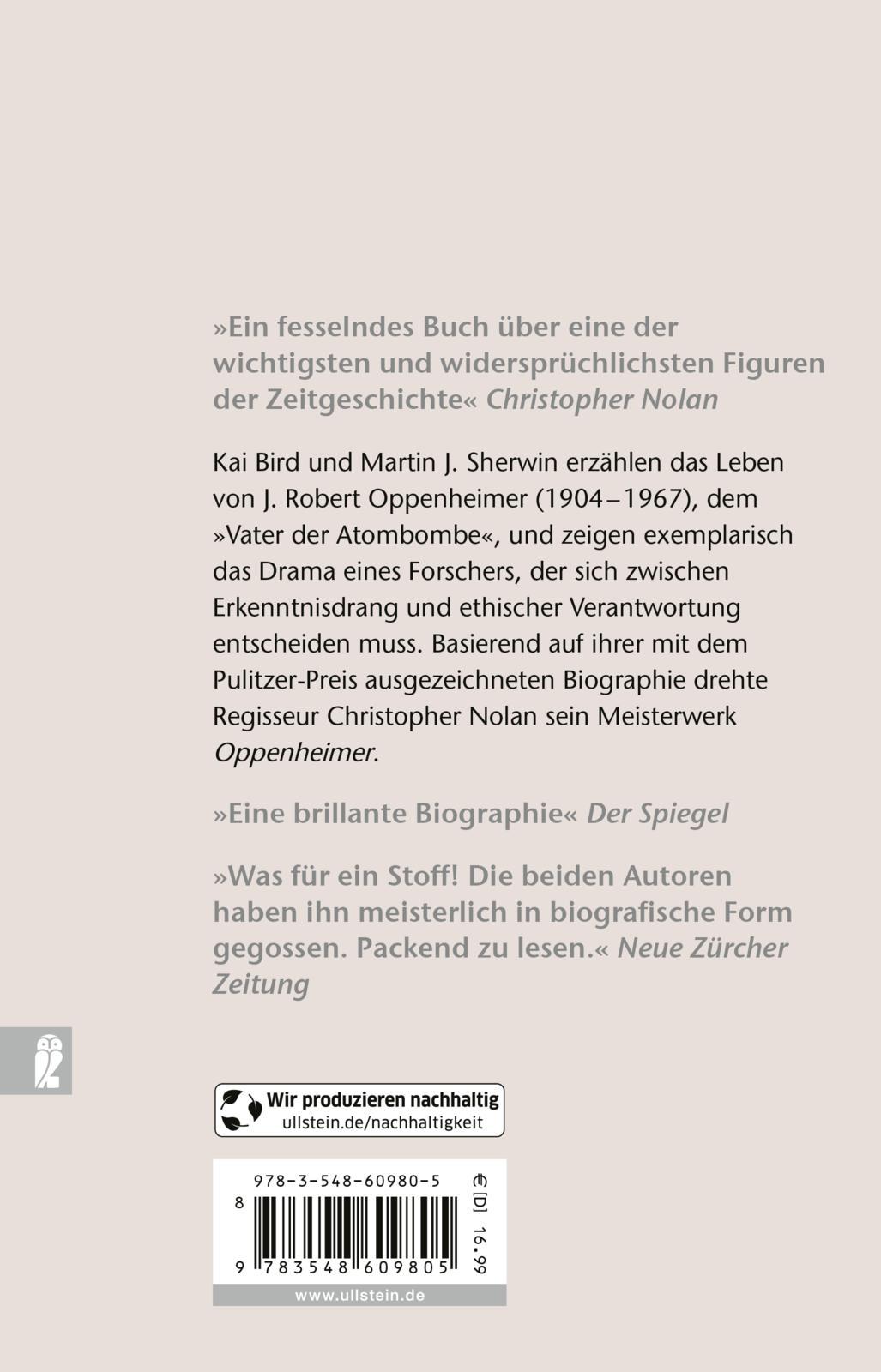 Rückseitencover J. Robert Oppenheimer
