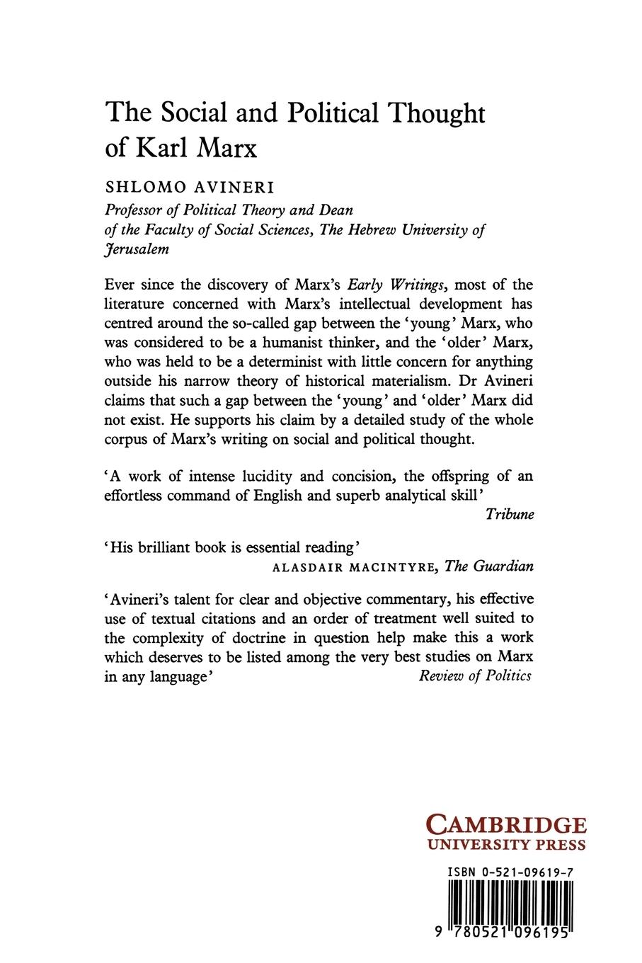 Rückseitencover The Social and Political Thought of Karl Marx