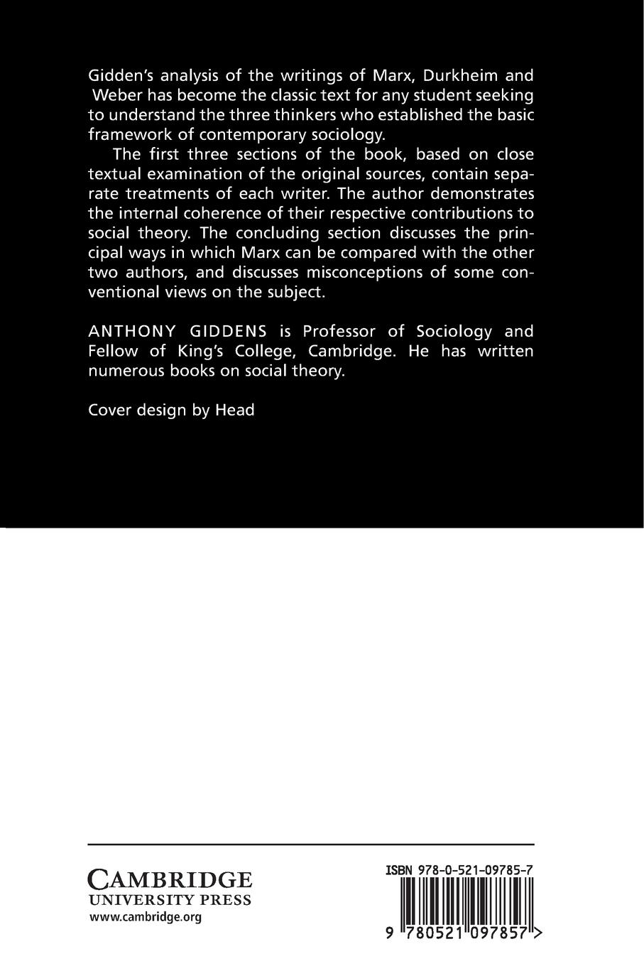 Rückseitencover Capitalism and Modern Social Theory