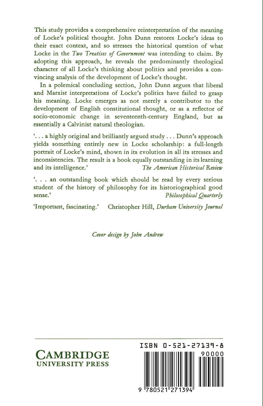 Rückseitencover The Political Thought of John Locke