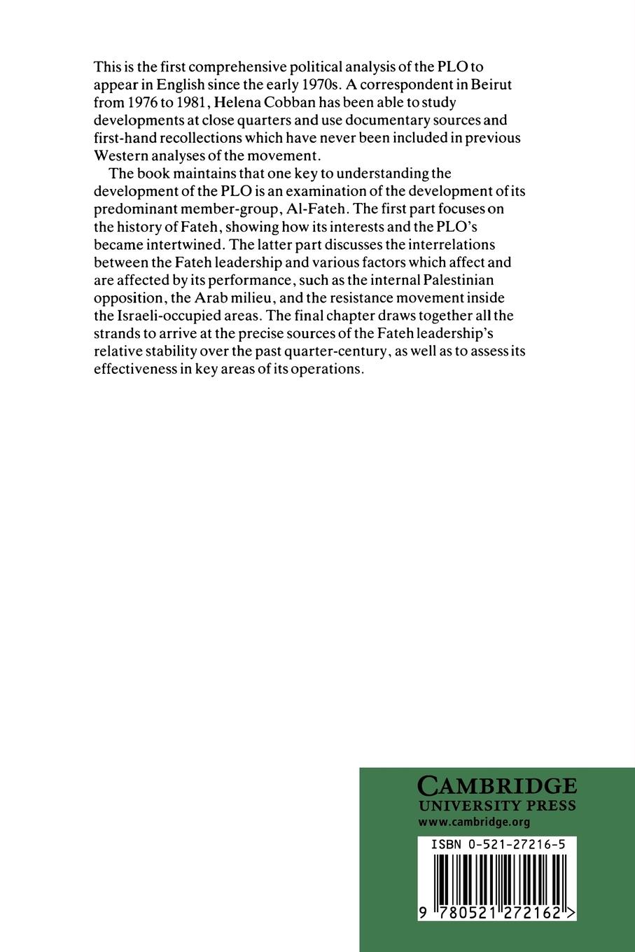 Rückseitencover The Palestinian Liberation Organisation