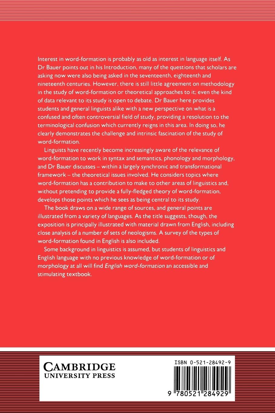 Rückseitencover English Word-Formation