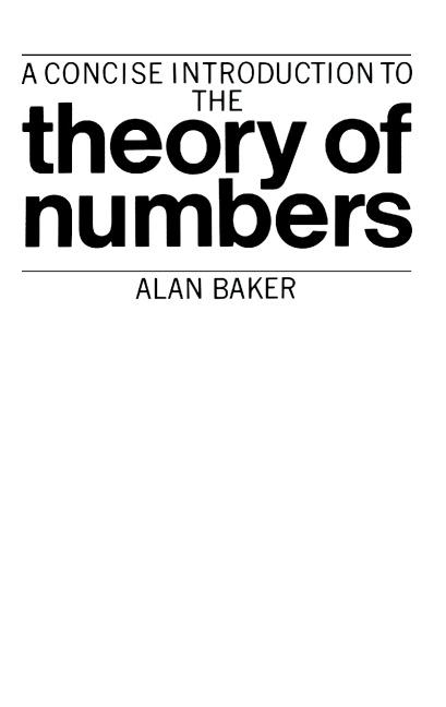 Vorderes Coverbild A Concise Introduction to the Theory of Numbers