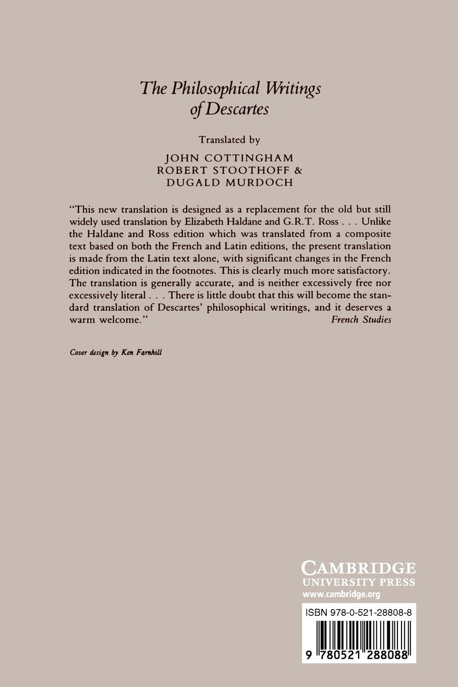 Rückseitencover The Philosophical Writings of Descartes