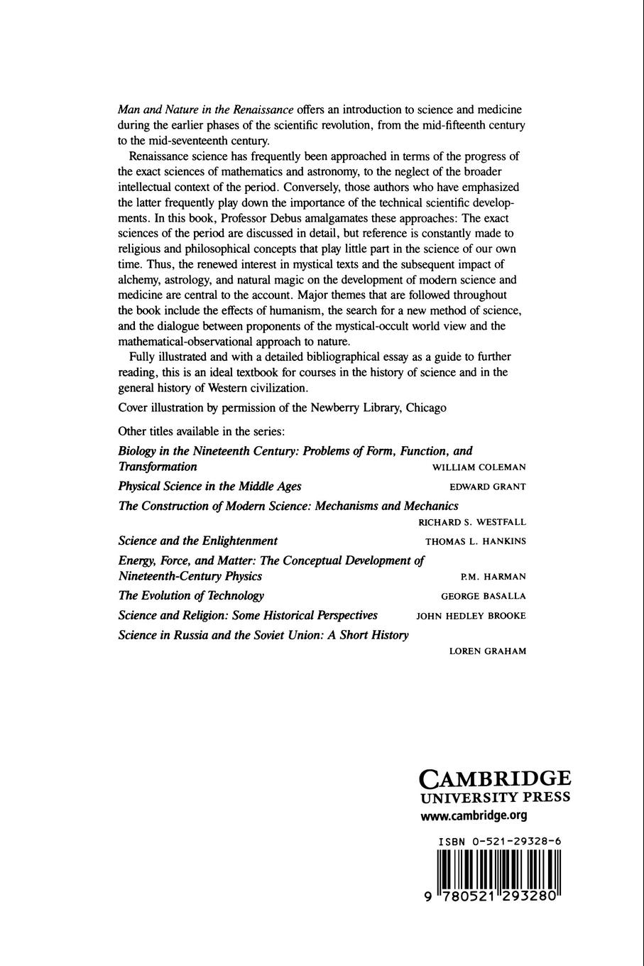 Rückseitencover Man and Nature in the Renaissance