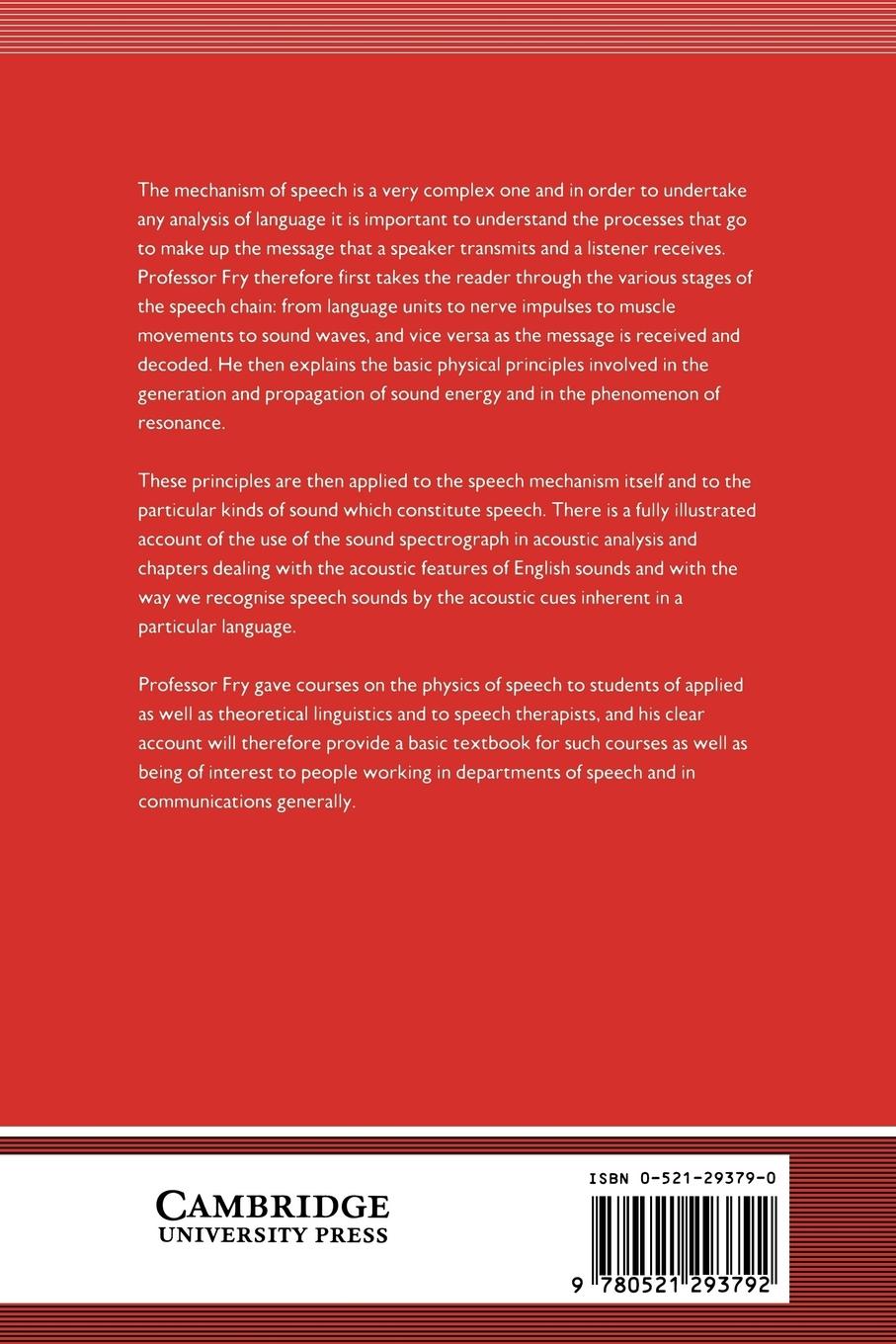 Rückseitencover The Physics of Speech