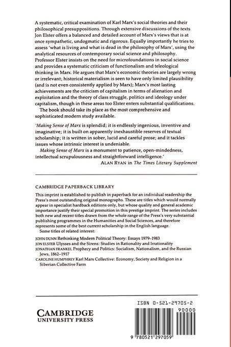 Rückseitencover Making Sense of Marx