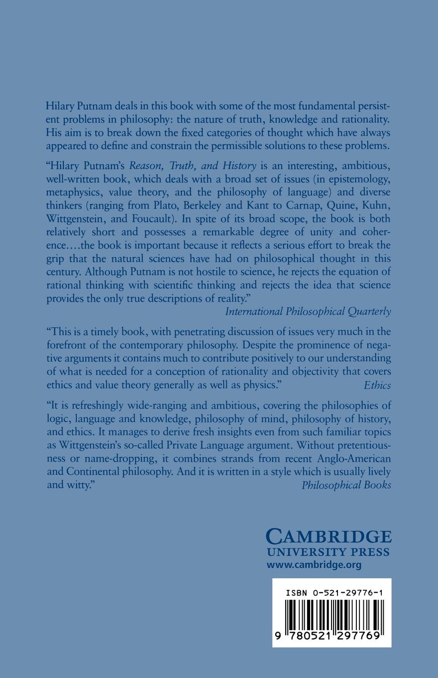 Rückseitencover Reason, Truth and History