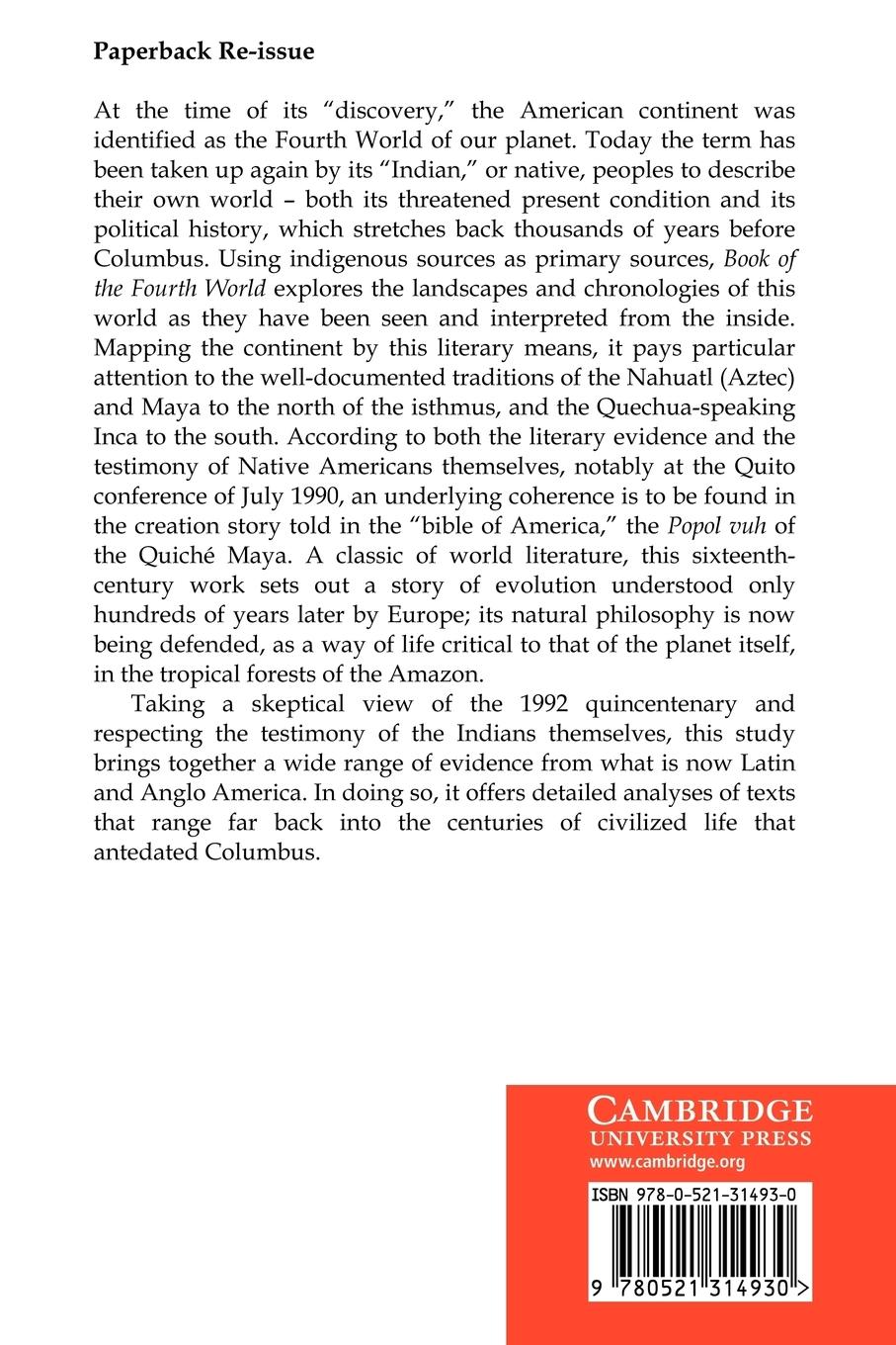 Rückseitencover Book of the Fourth World