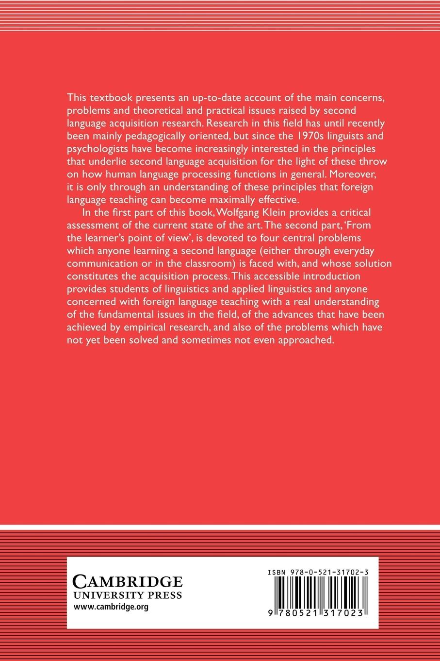 Rückseitencover Second Language Acquisition