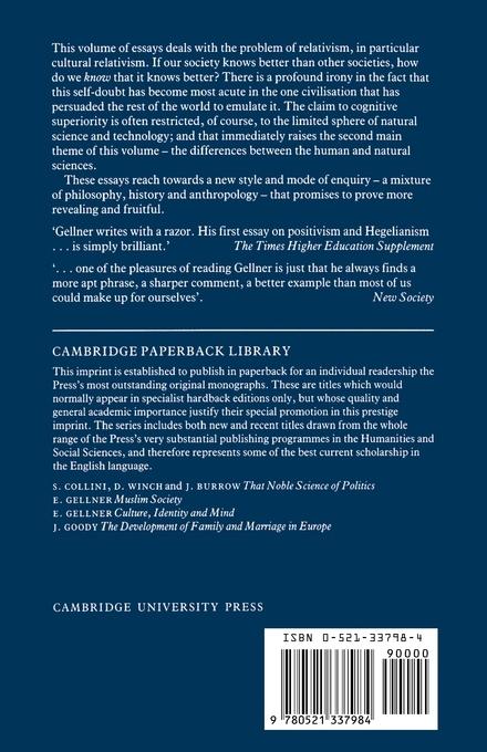 Rückseitencover Relativism and the Social Sciences