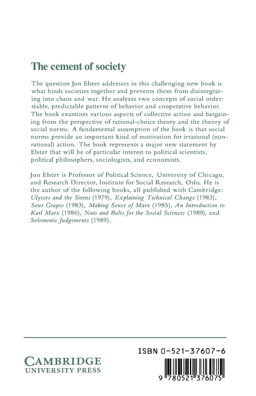 Rückseitencover The Cement of Society