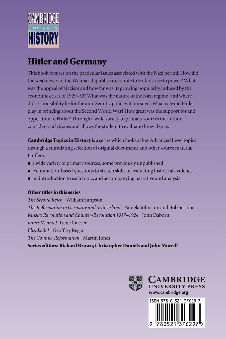 Rückseitencover Hitler and Germany