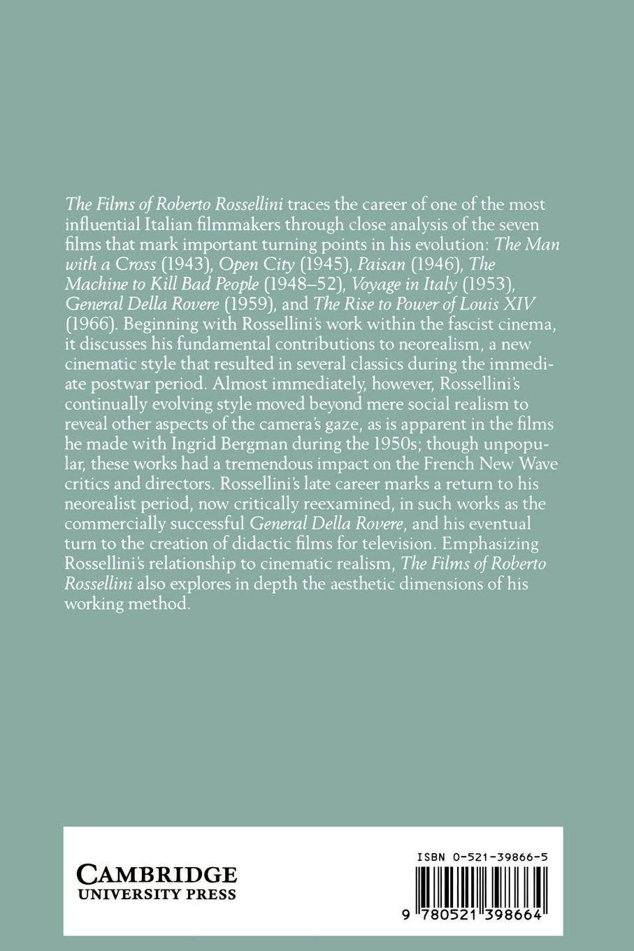 Rückseitencover The Films of Roberto Rossellini