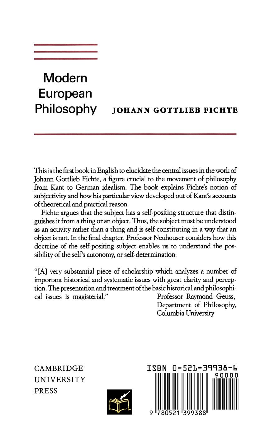 Rückseitencover Fichte's Theory of Subjectivity