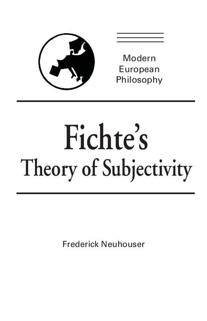 Vorderes Coverbild Fichte's Theory of Subjectivity