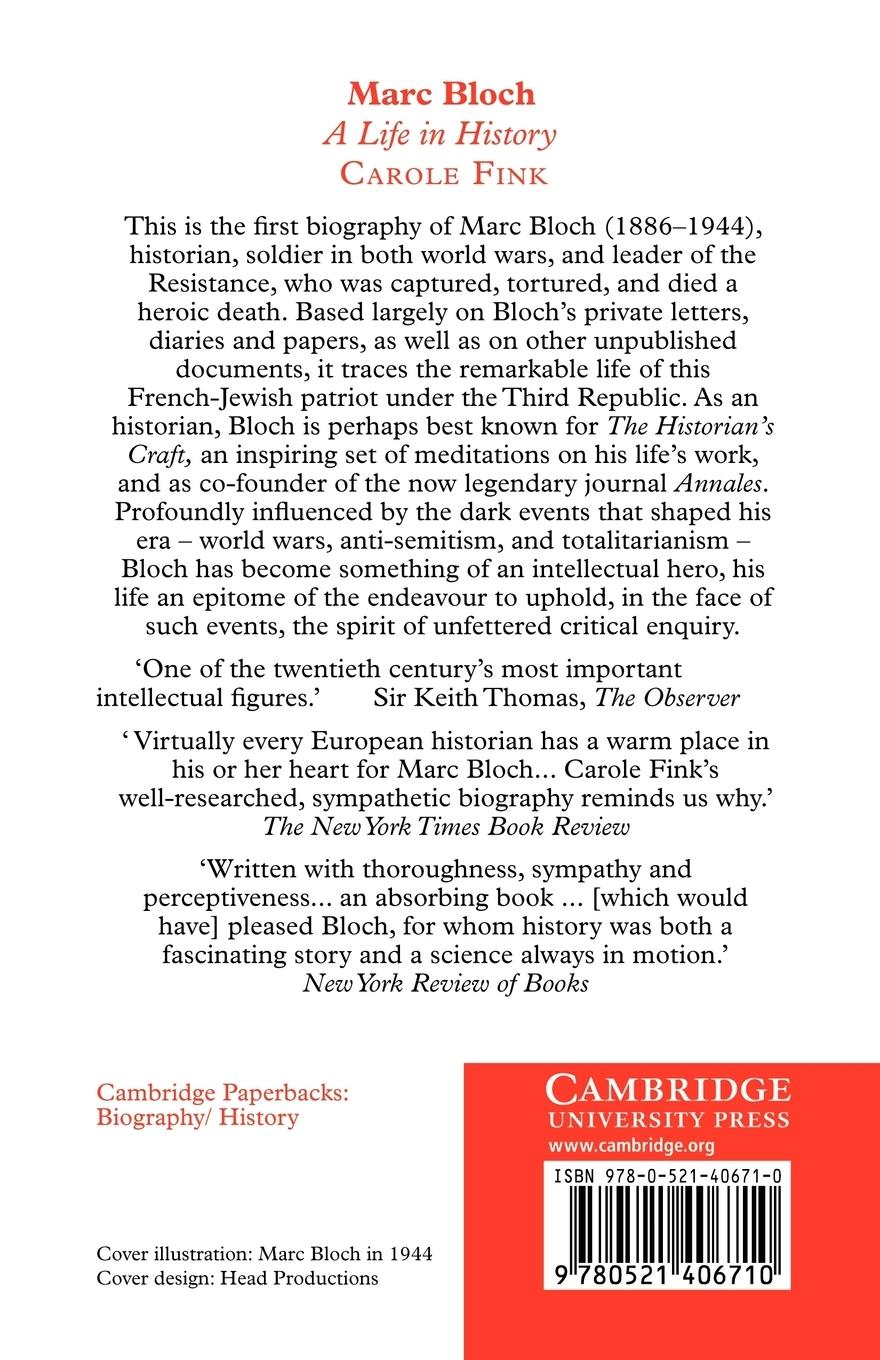 Rückseitencover Marc Bloch