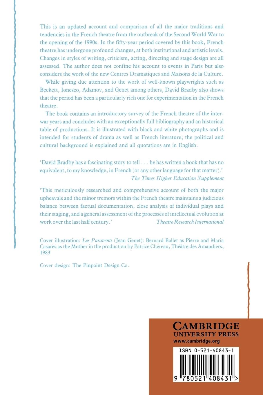 Rückseitencover Modern French Drama 1940 1990