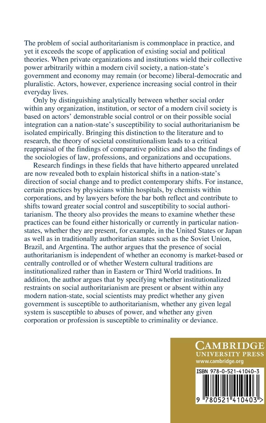 Rückseitencover Theory of Societal Constitutionalism