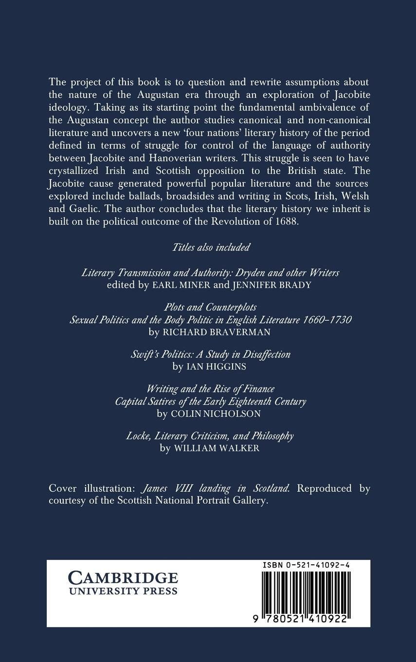 Rückseitencover Poetry and Jacobite Politics in Eighteenth-Century Britain and Ireland