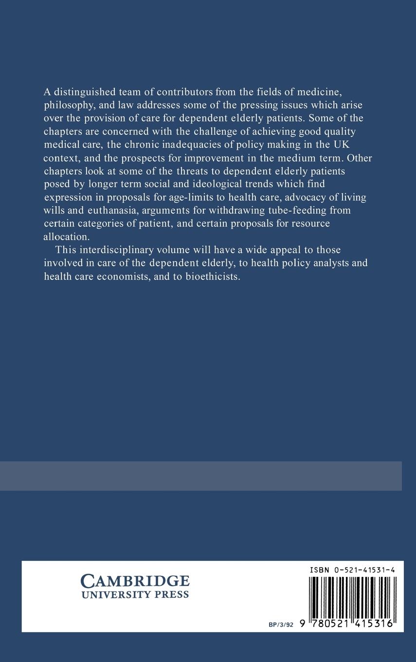 Rückseitencover The Dependent Elderly