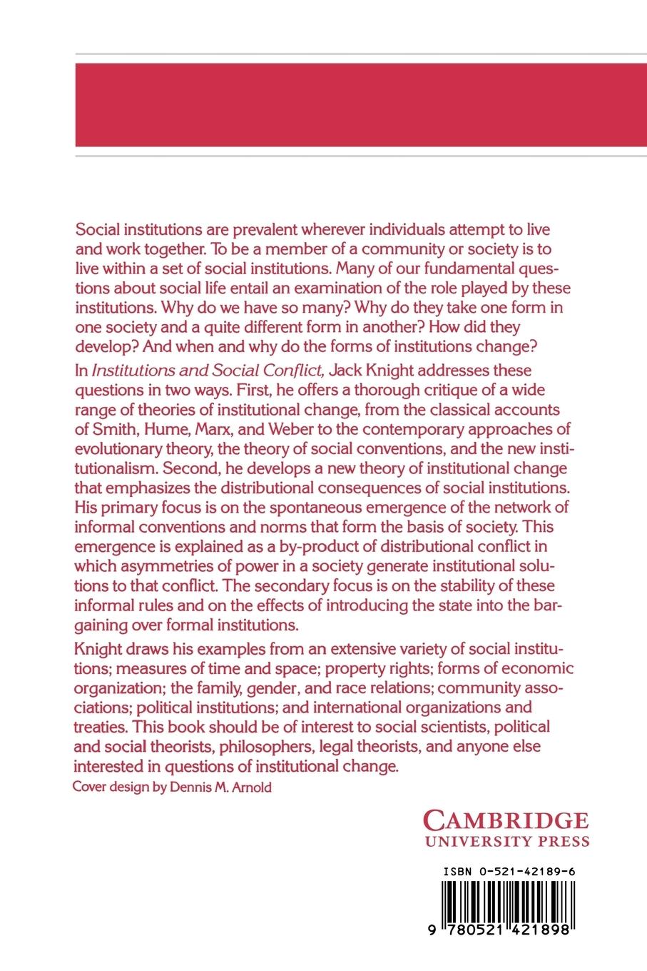 Rückseitencover Institutions and Social Conflict