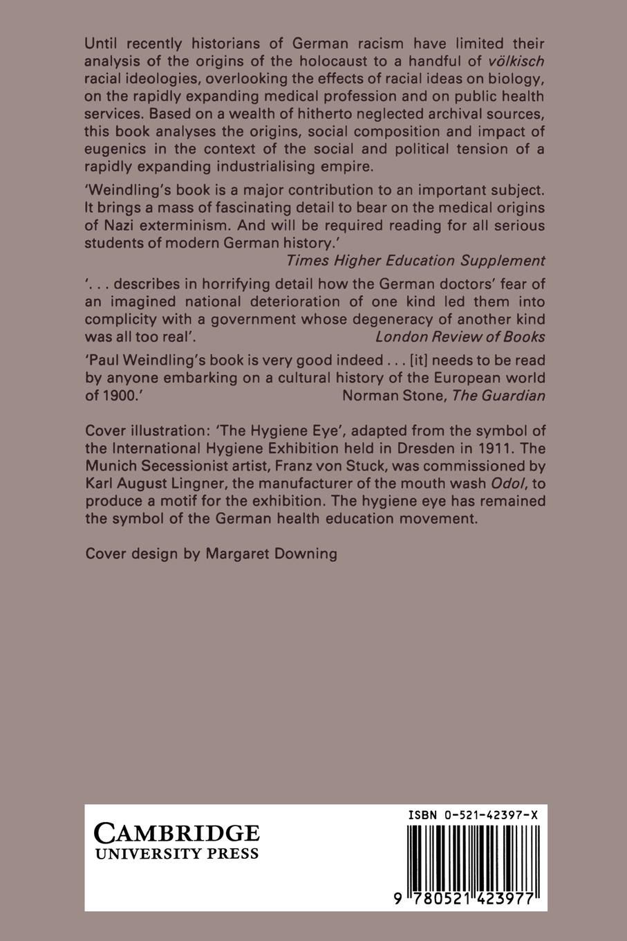 Rückseitencover Health, Race and German Politics Between National Unification and Nazism, 1870 1945
