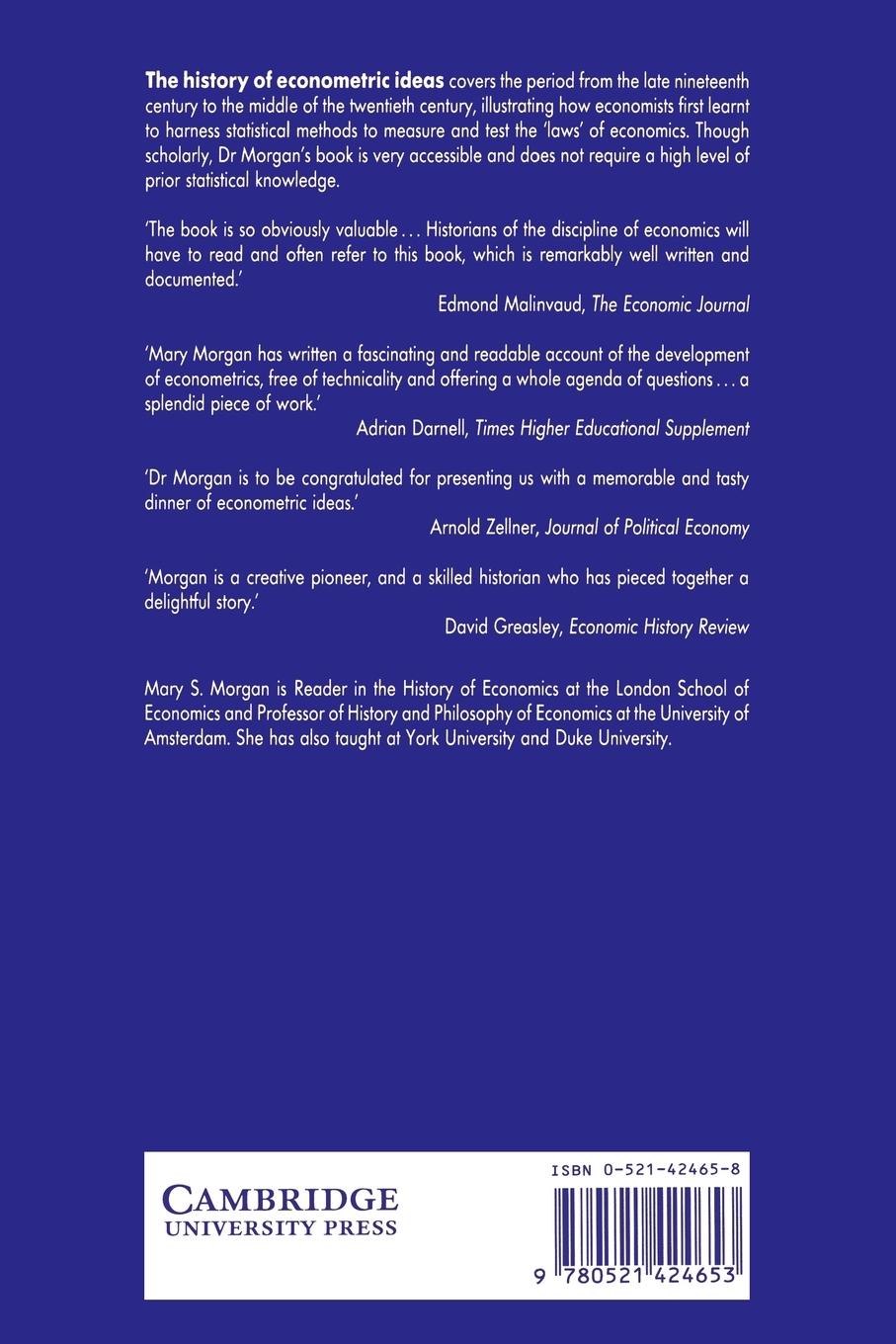 Rückseitencover The History of Econometric Ideas