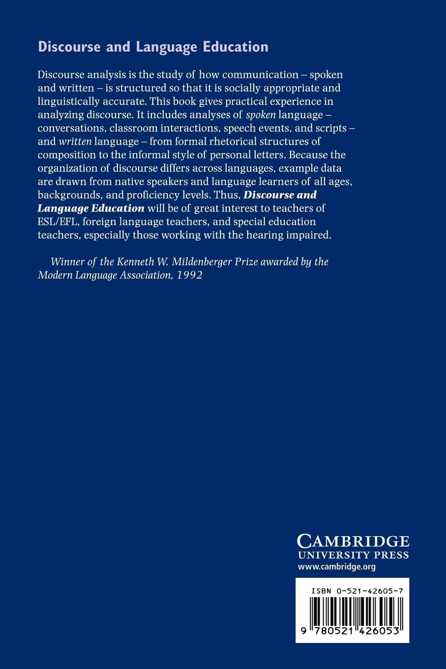 Rückseitencover Discourse and Language Education