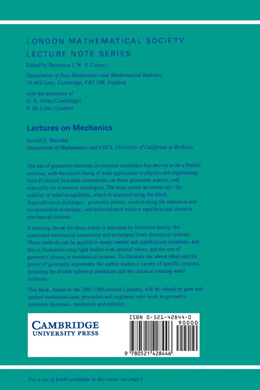 Rückseitencover Lectures on Mechanics