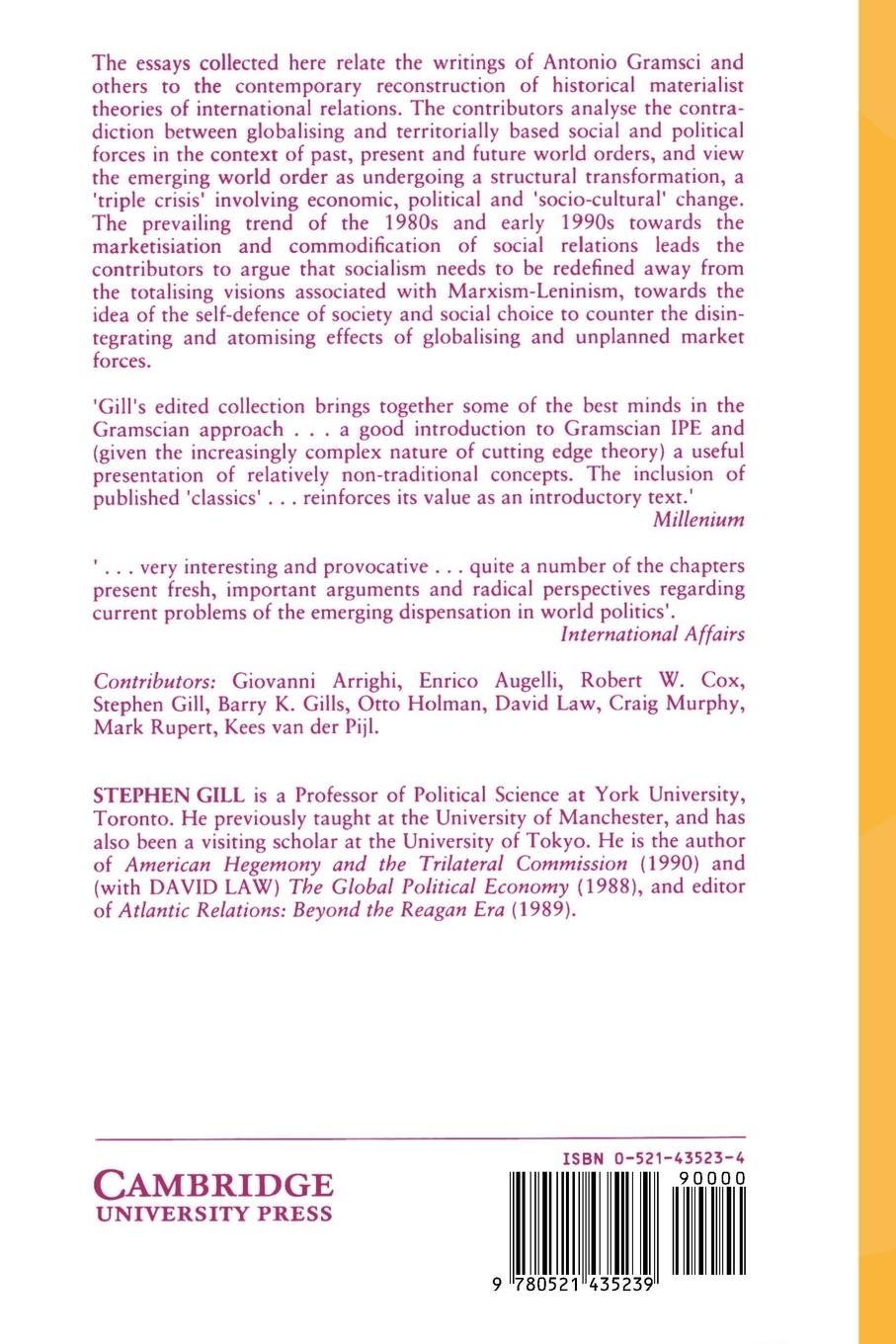 Rückseitencover Gramsci, Historical Materialism and International Relations
