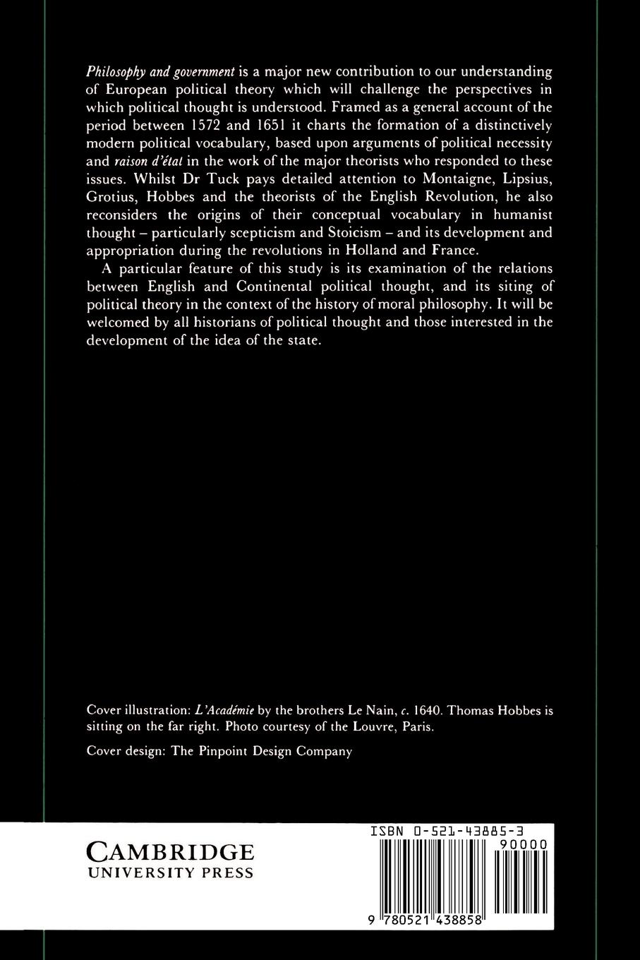 Rückseitencover Philosophy and Government, 1572-1651