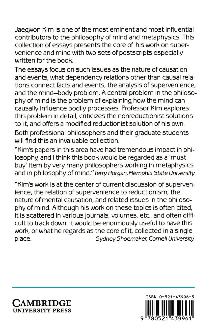 Rückseitencover Supervenience and Mind