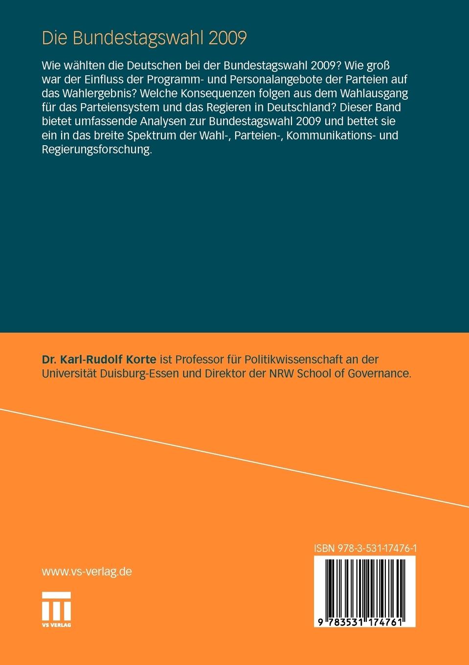 Rückseitencover Die Bundestagswahl 2009
