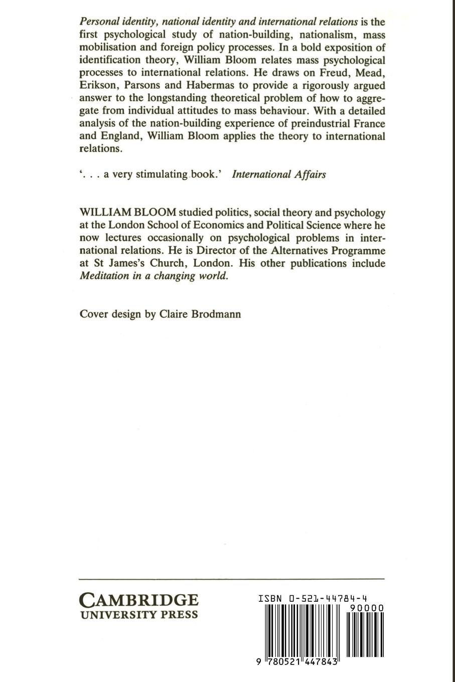 Rückseitencover Personal Identity, National Identity and International Relations