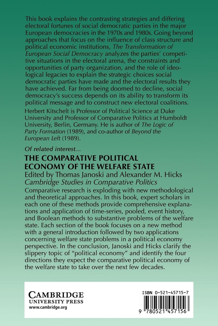 Rückseitencover The Transformation of European Social Democracy