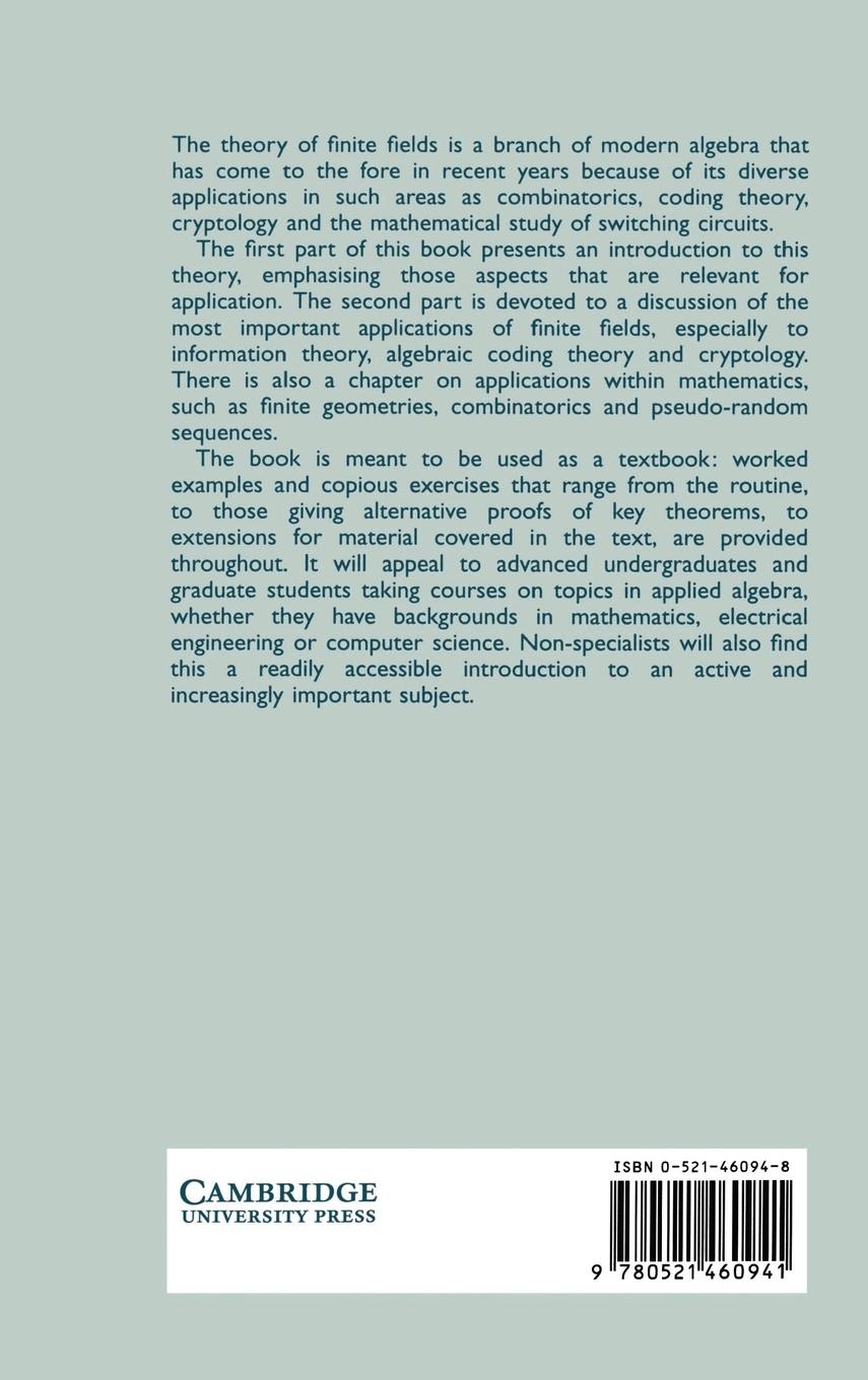 Rückseitencover Introduction to Finite Fields and Their Applications