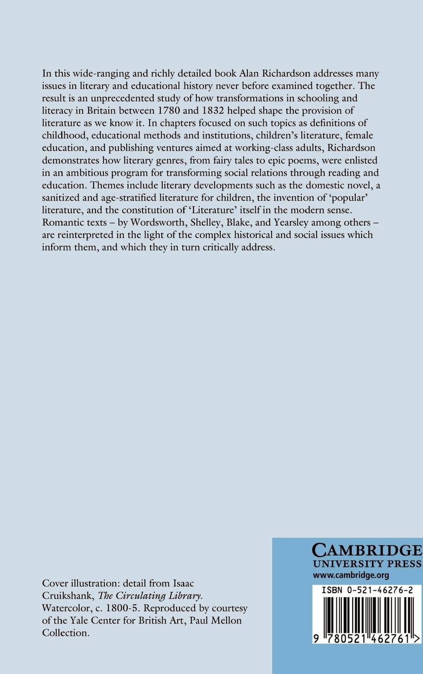 Rückseitencover Literature, Education, and Romanticism