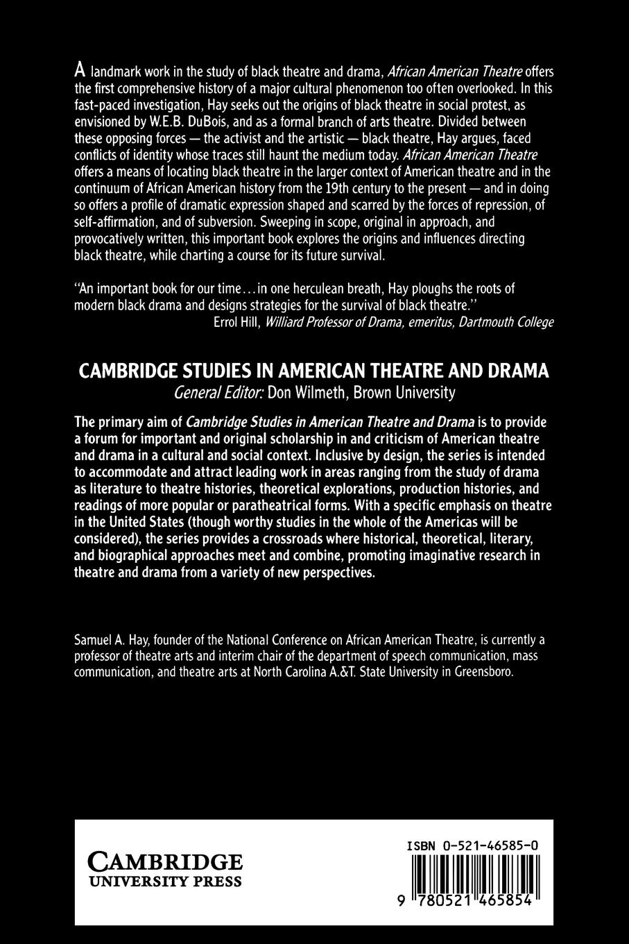 Rückseitencover African American Theatre