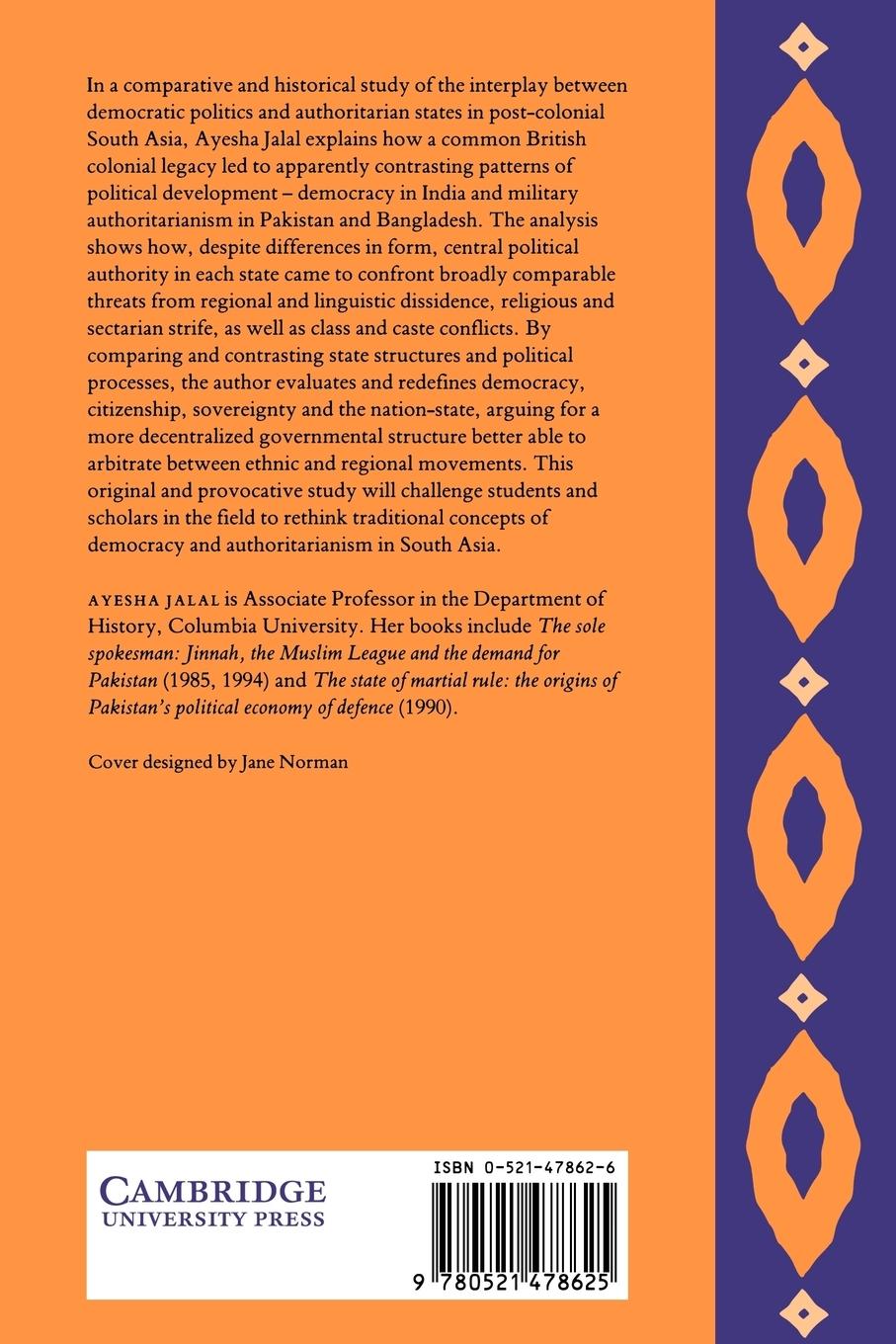 Rückseitencover Democracy and Authoritarianism in South Asia