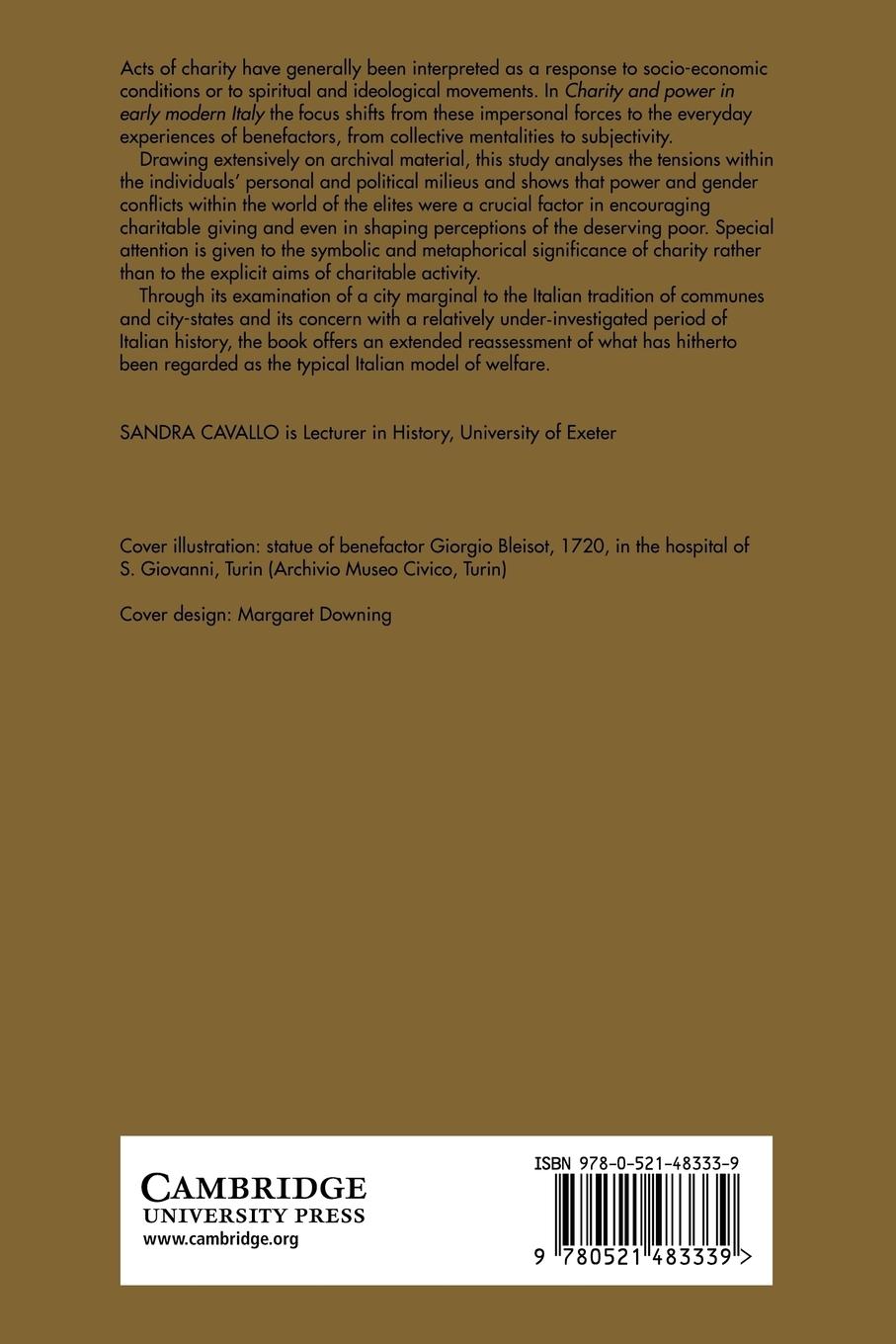 Rückseitencover Charity and Power in Early Modern Italy