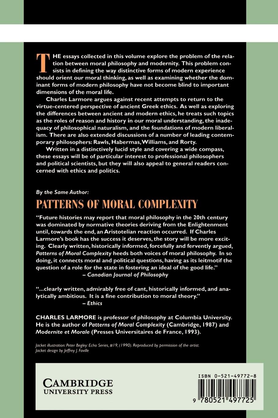 Rückseitencover The Morals of Modernity