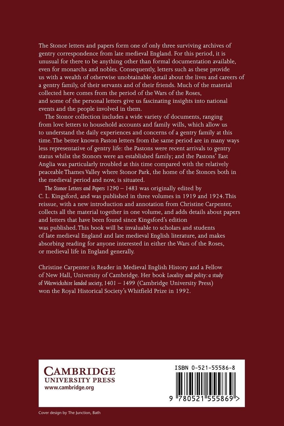 Rückseitencover Kingsford's Stonor Letters and Papers 1290 1483