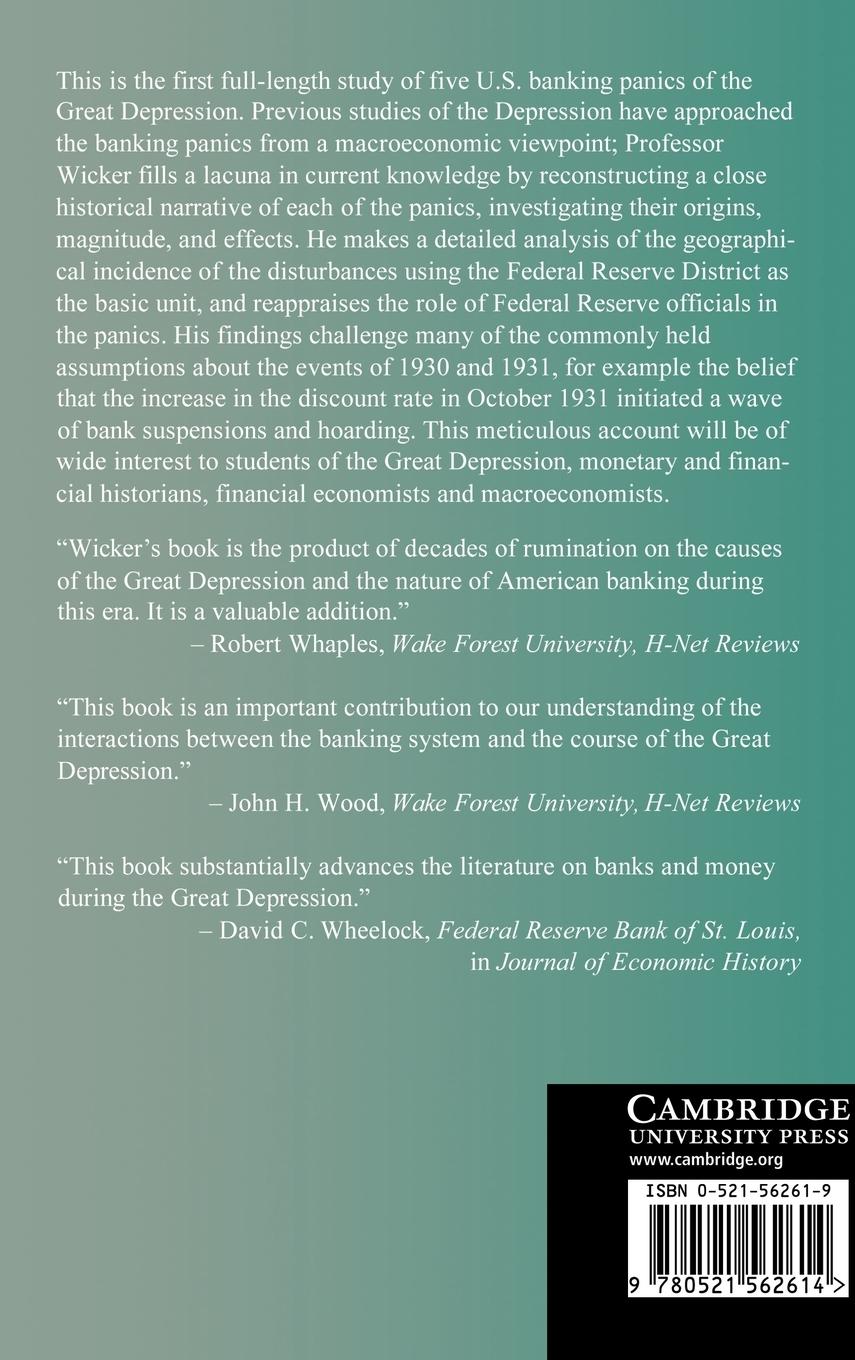 Rückseitencover The Banking Panics of the Great Depression