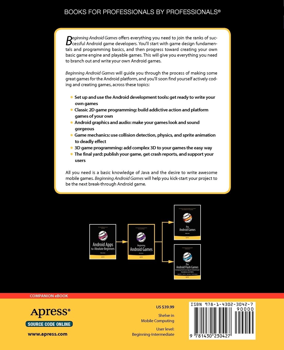 Rückseitencover Beginning Android Games