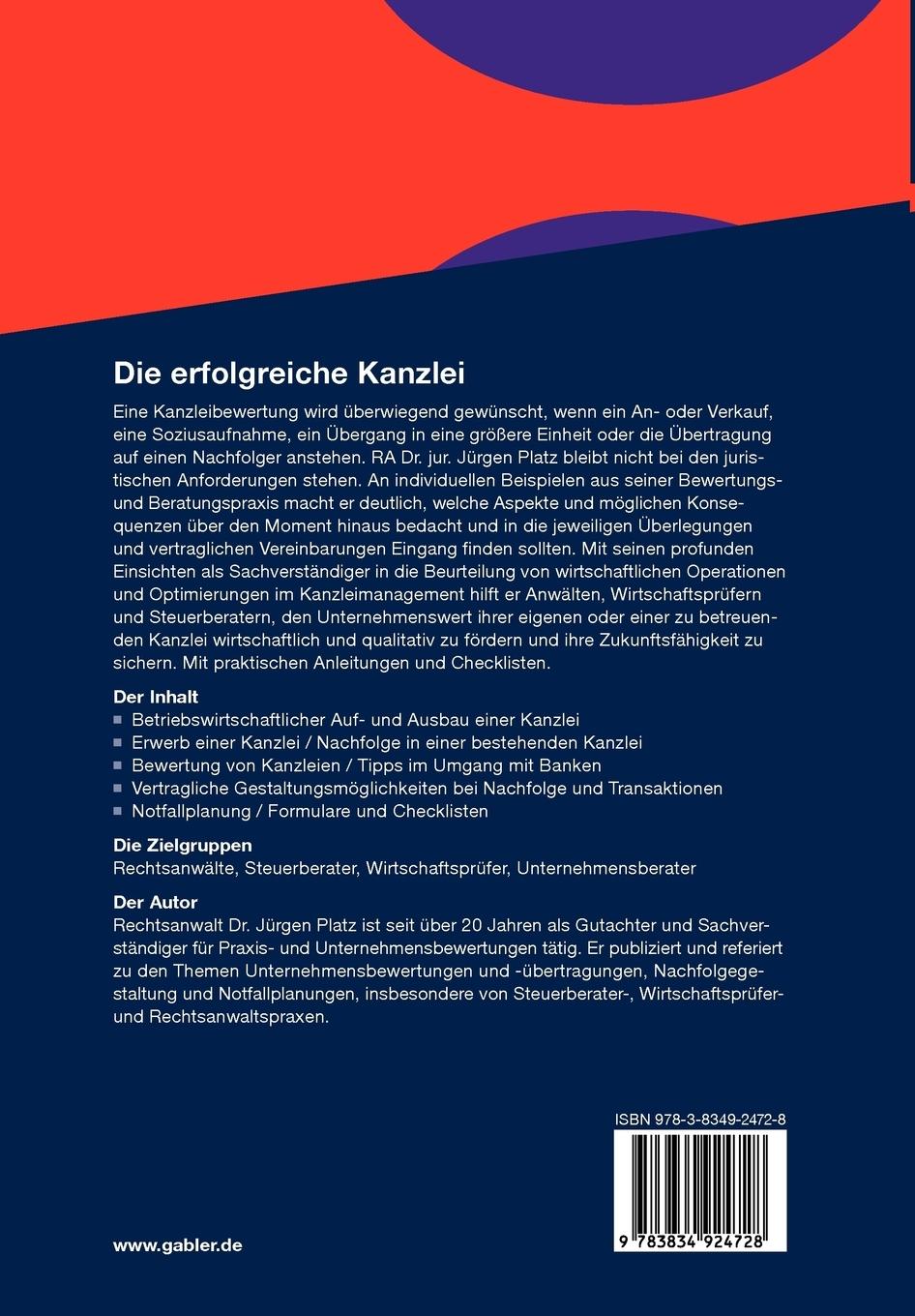 Rückseitencover Die erfolgreiche Kanzlei